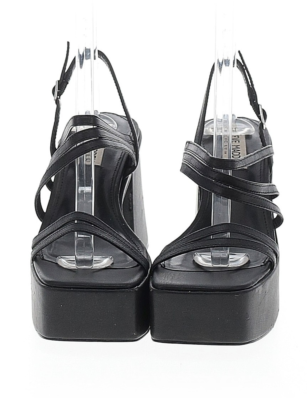 Steve Madden Black Platform Strappy Sandals with Ankle Buckle